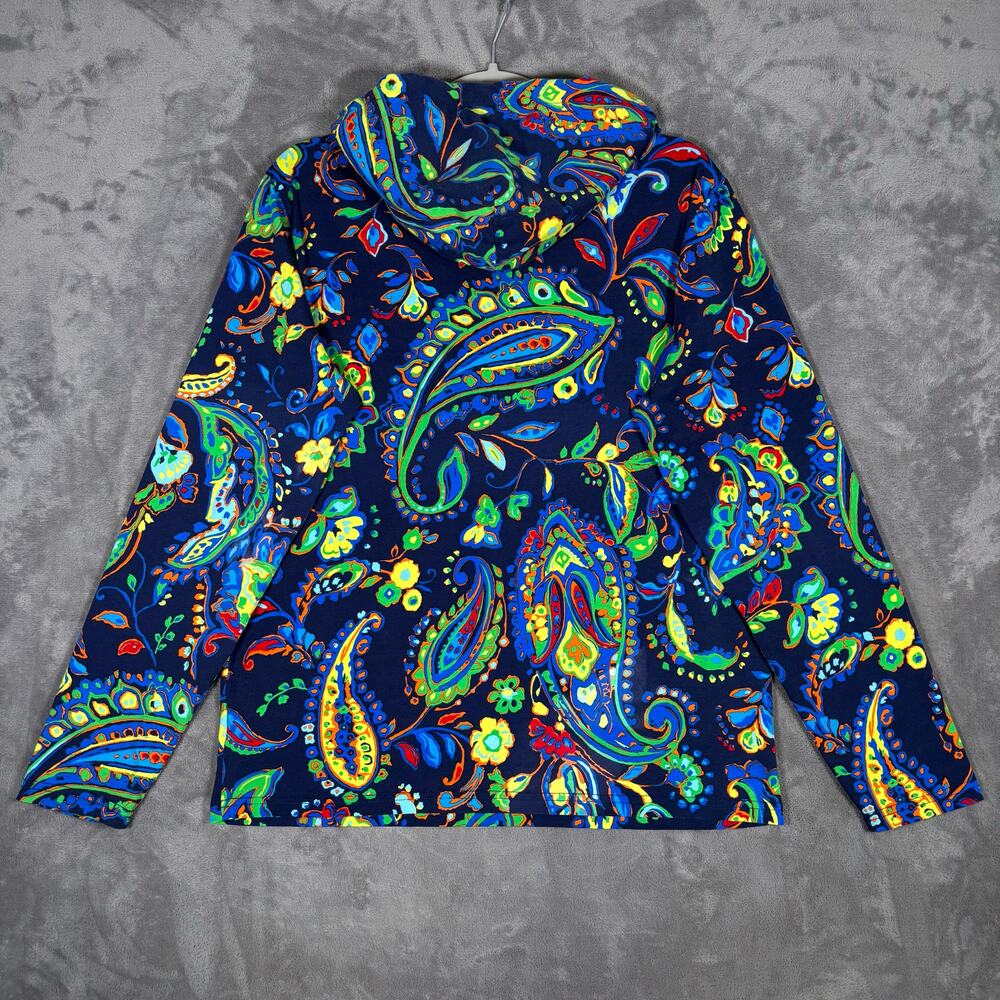 Polo Ralph Lauren Navy Paisley Hooded Long Sleeve T-Shirt Mens M - Picture 2 of 6